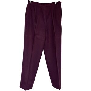 Paul & Jdder New York Womens Plum Wool Blend Pleated Trousers Size 12